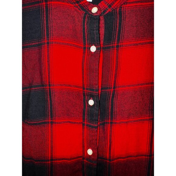 Gap Red Black‎ Buffalo Plaid Shirt Dress Small Tall Lumberjack Preppy Punk Y2K - Picture 3 of 9
